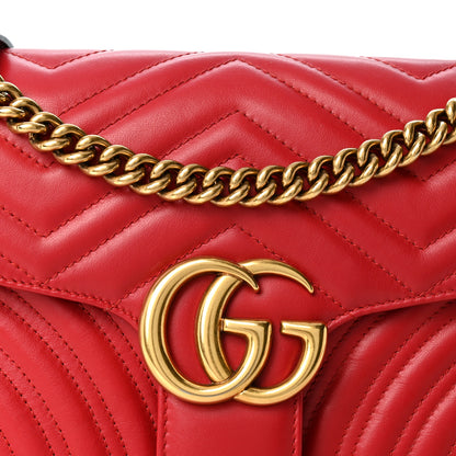 Gucci Calfskin Matelasse Small GG Marmont Shoulder Bag Hibiscus Red 8 of 10