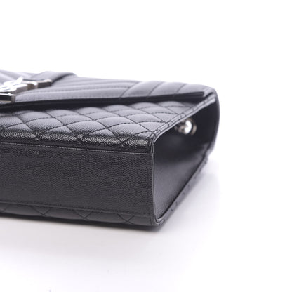 Saint Laurent Grain De Poudre Textured Mixed Matelasse Triquilt Medium Monogram Satchel Black 9 of 13