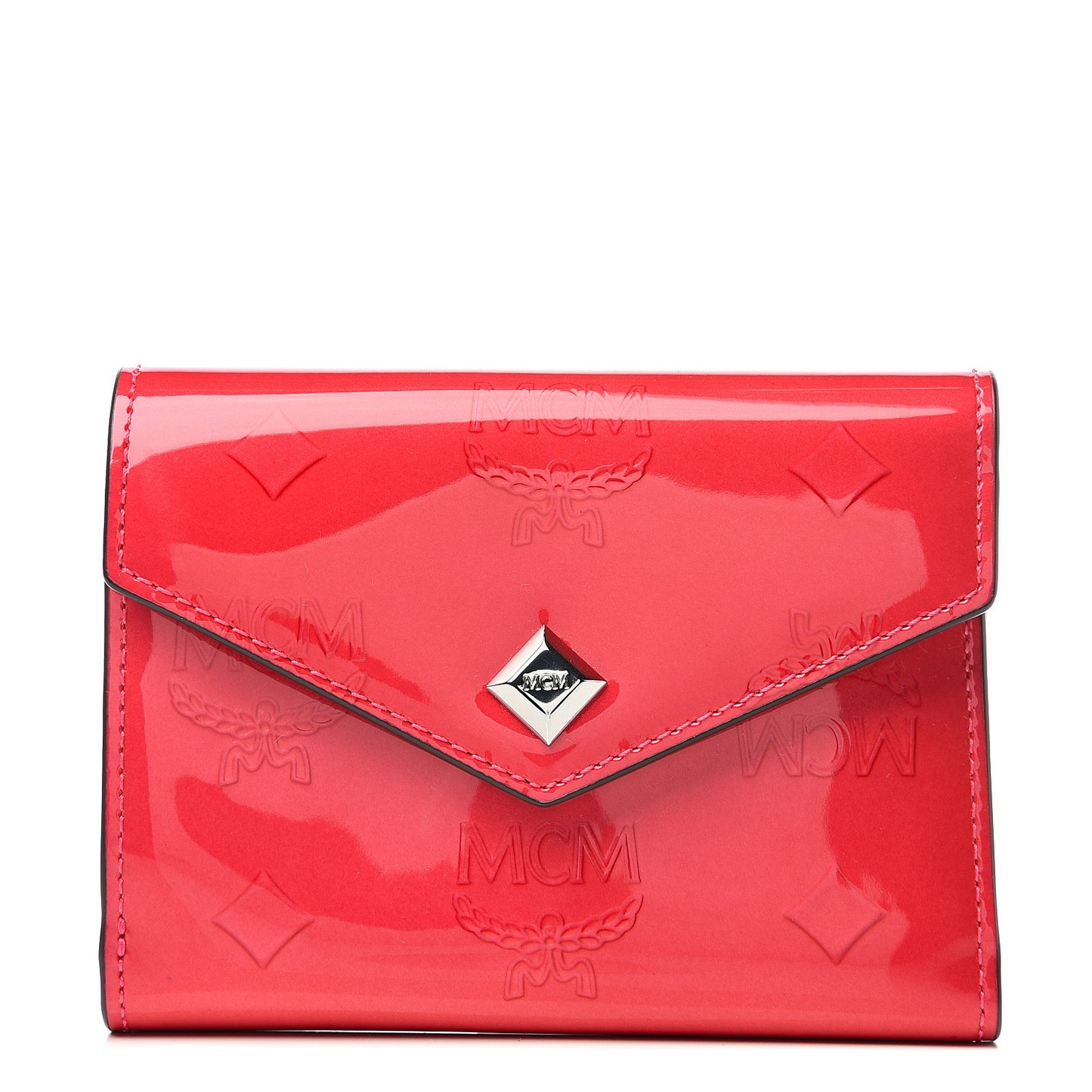 Patent Monogram Three Fold Wallet Red