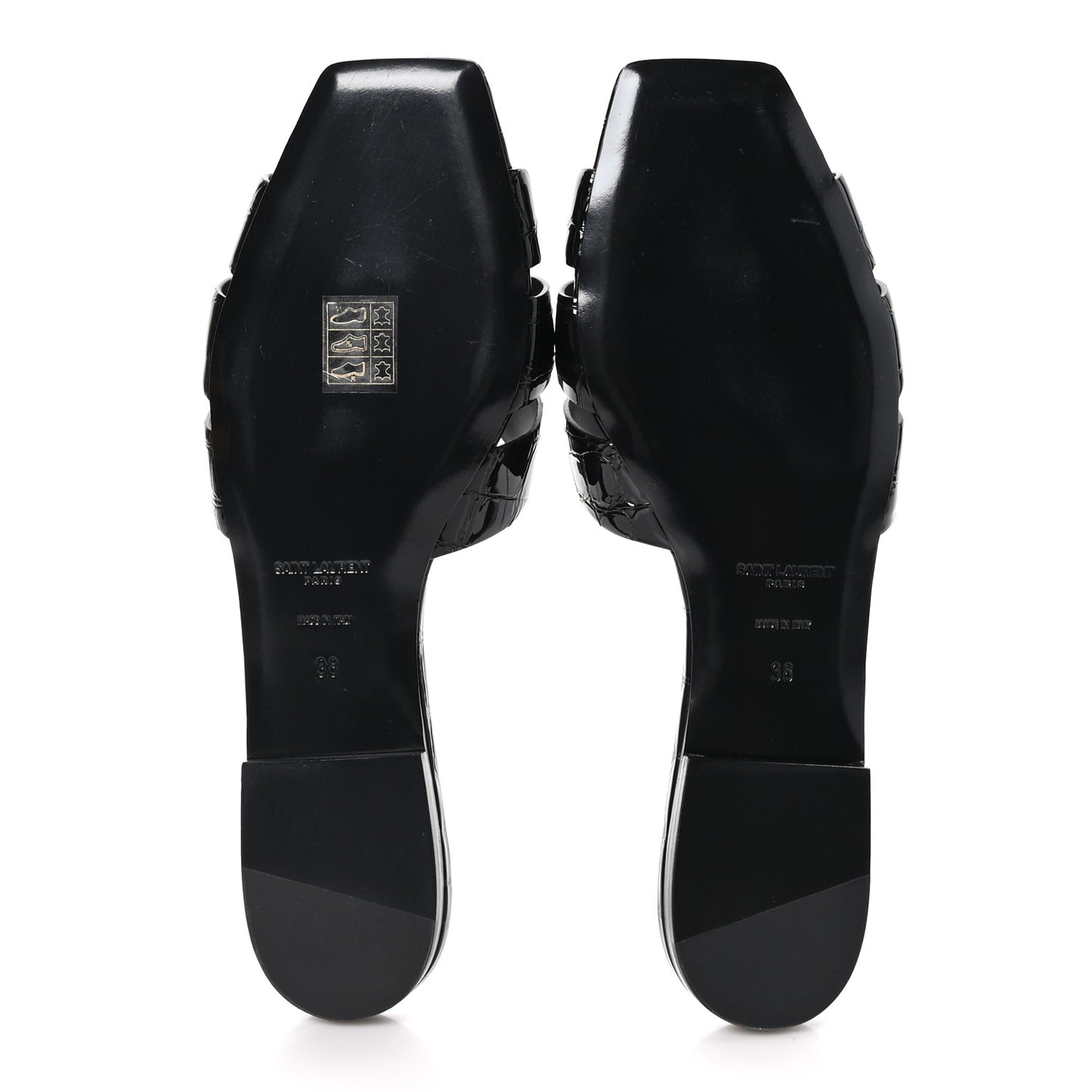 Patent Croc Embossed Tribute 05 Slide Sandals 38 Black