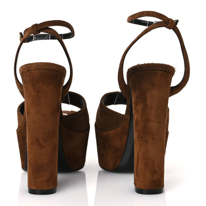 Saint Laurent Suede Jodie 95 Tanouk Platform Sandals 36.5 Land 5 of 12