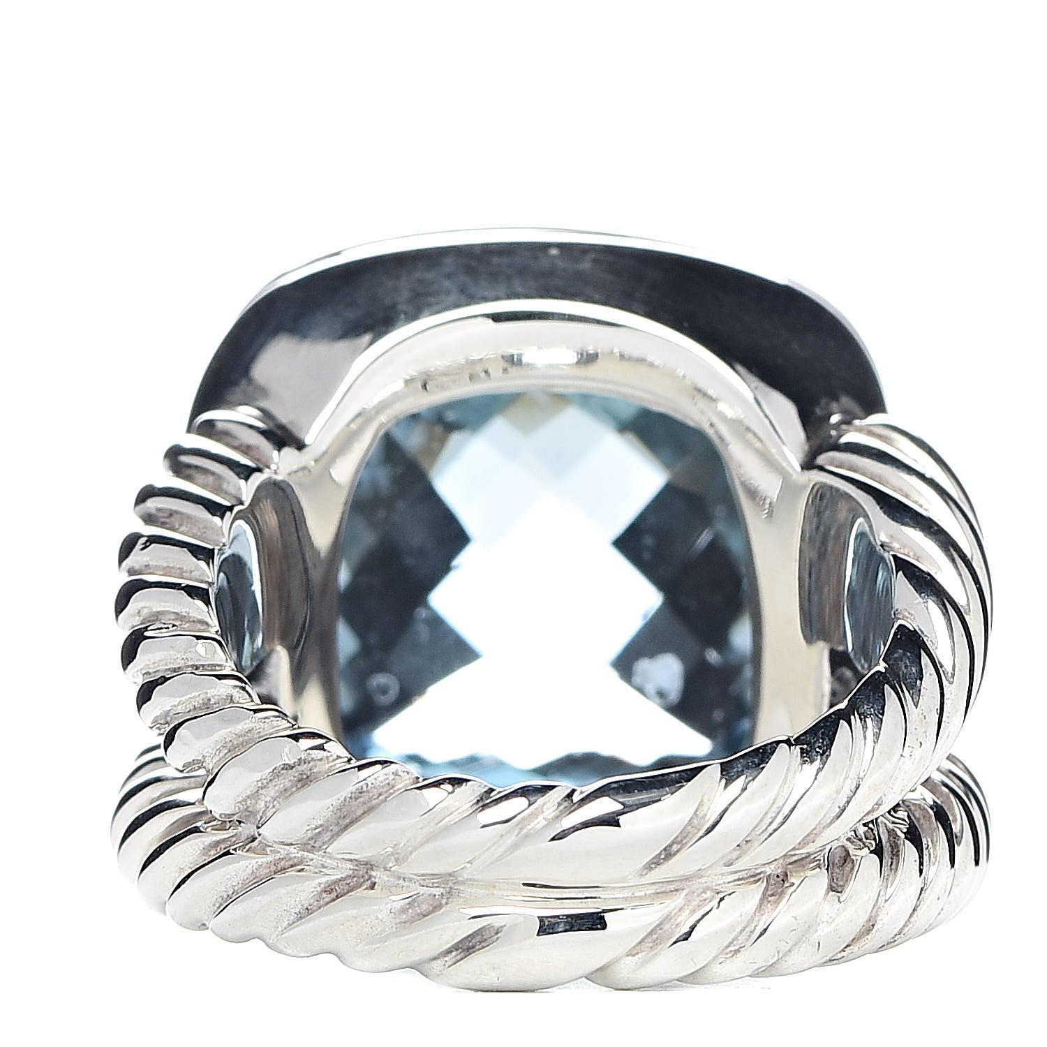 David Yurman Sterling Silver Diamond Blue Topaz 14mm Albion Ring 53 6.25 4 of 5