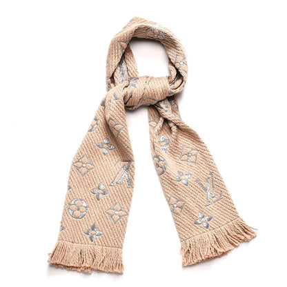 Louis Vuitton Wool Silk Logomania Shine Scarf Beige 1 of 4