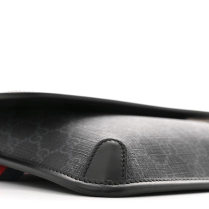 Gucci GG Supreme Monogram Web Slim Belt Bag Black Grey 9 of 13