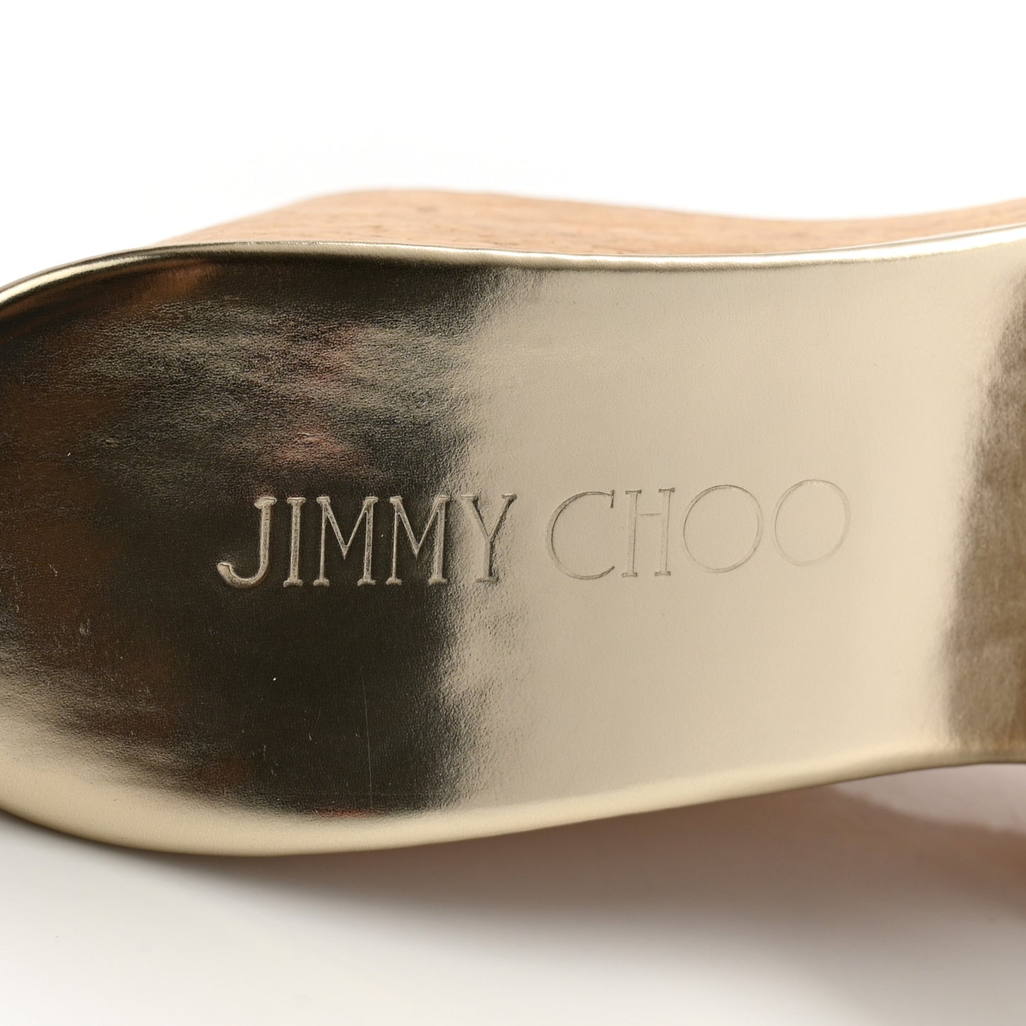 Metallic Grained Calfskin Cork Pandora Wedges 37 Nude