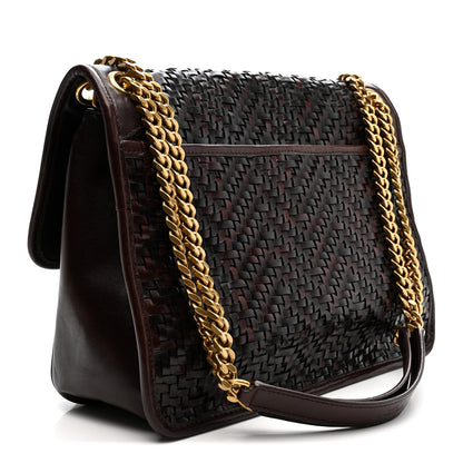 Saint Laurent Calfskin Woven Monogram Medium Niki Chain Satchel Burnt Brown 4 of 21