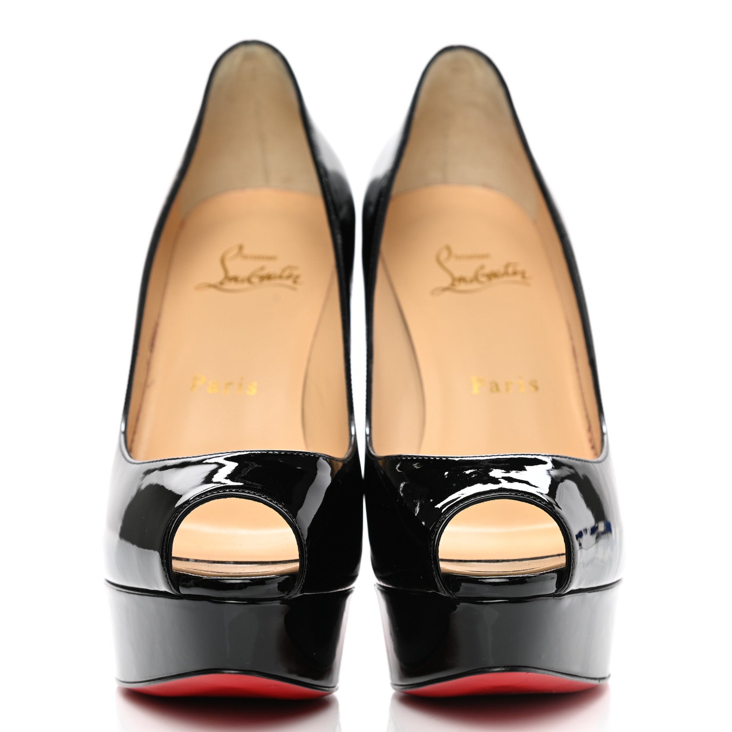 Christian Louboutin Patent Fetish Peep 130 Pumps 36 Black 2 of 9