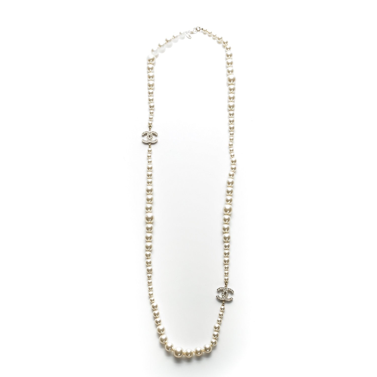 Chanel Graduated Pearl CC Long Necklace Gold 5 of 6