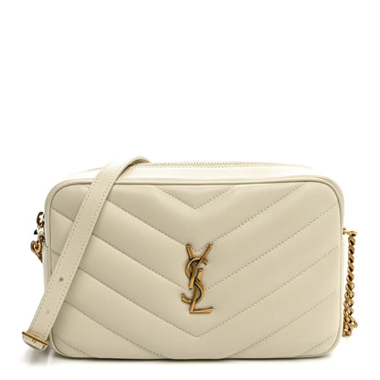 Saint Laurent Lambskin Chevron Quilted Medium Loulou Camera Bag Crema Soft 1 of 8