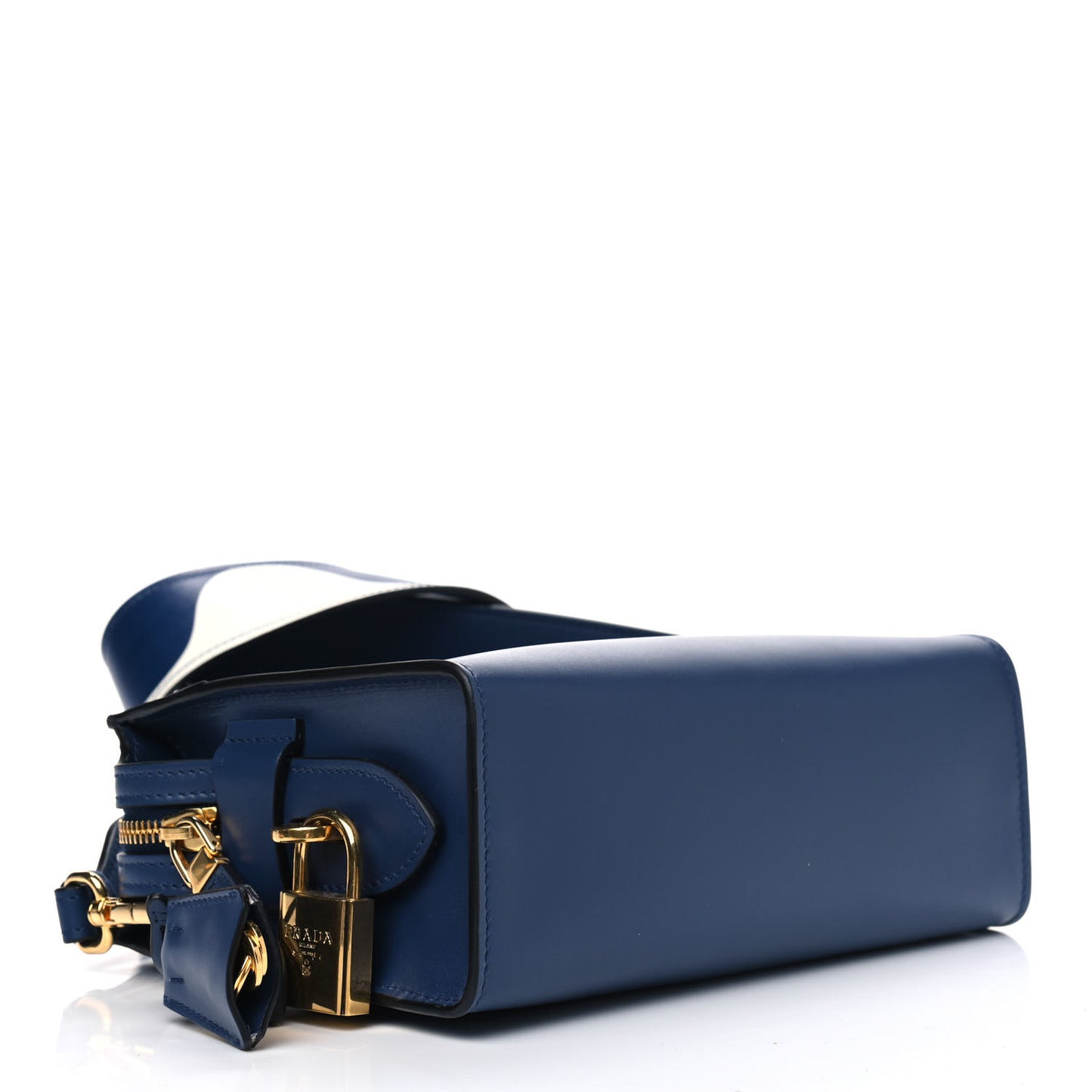 City Calfskin Saffiano Esplanade Crossbody Bag White Blue