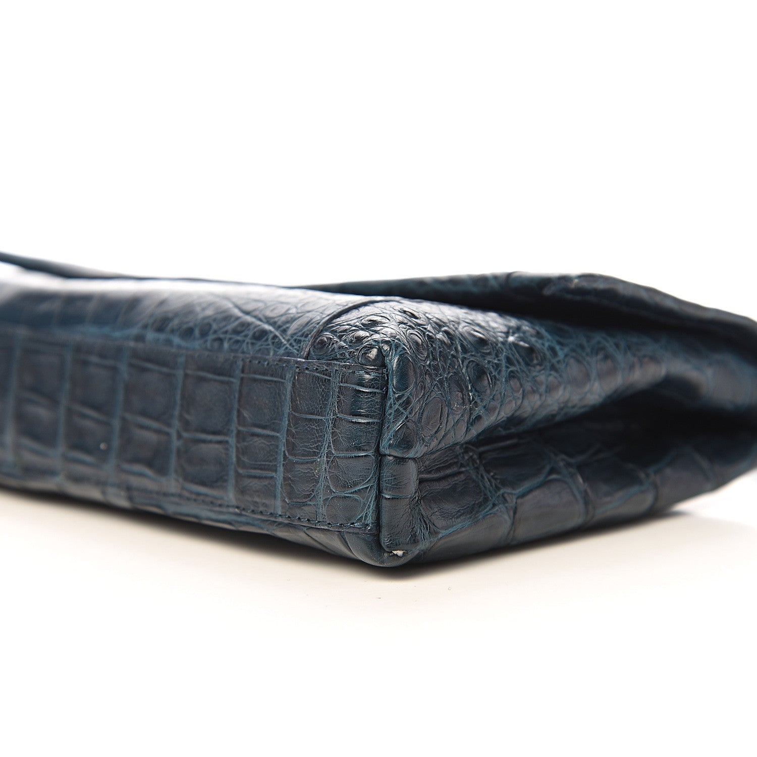 Nancy Gonzalez Crocodile Gotham Flap Clutch Dark Blue 9 of 10