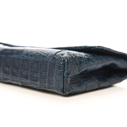 Nancy Gonzalez Crocodile Gotham Flap Clutch Dark Blue 9 of 10