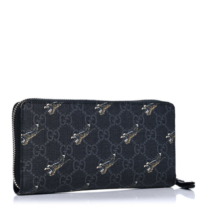 Gucci GG Supreme Monogram Tigers Zip Around Wallet Black Multicolor 3 of 13