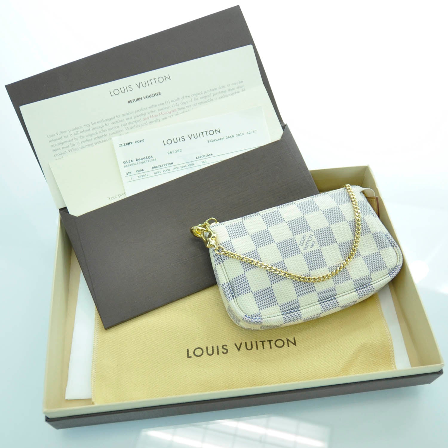 Louis Vuitton Damier Azur Mini Pochette Accessories 8 of 10