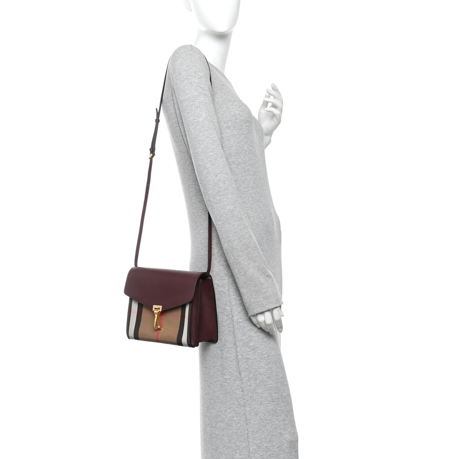 Burberry Derby Calfskin House Check Small Macken Crossbody Bag Mahogany Red 2 of 11