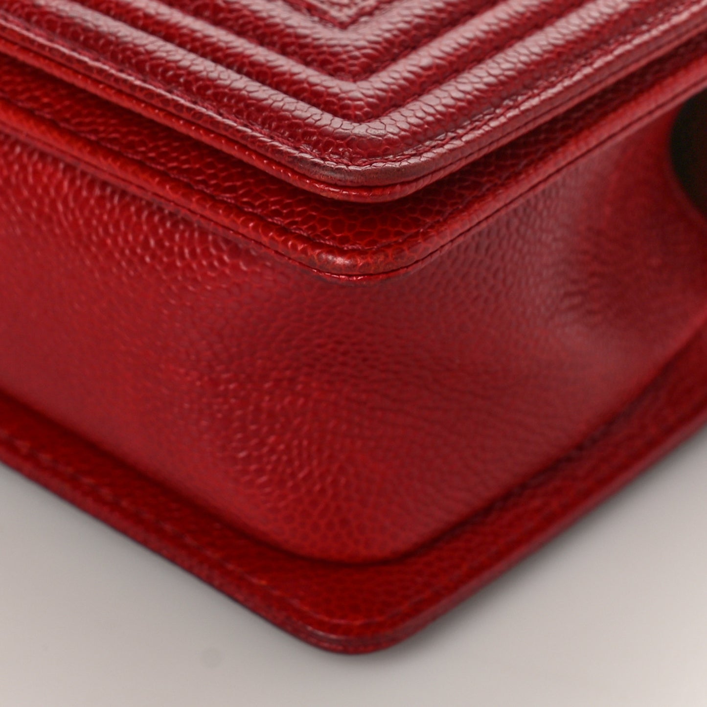 Caviar Quilted Small Boy Flap Dark Red