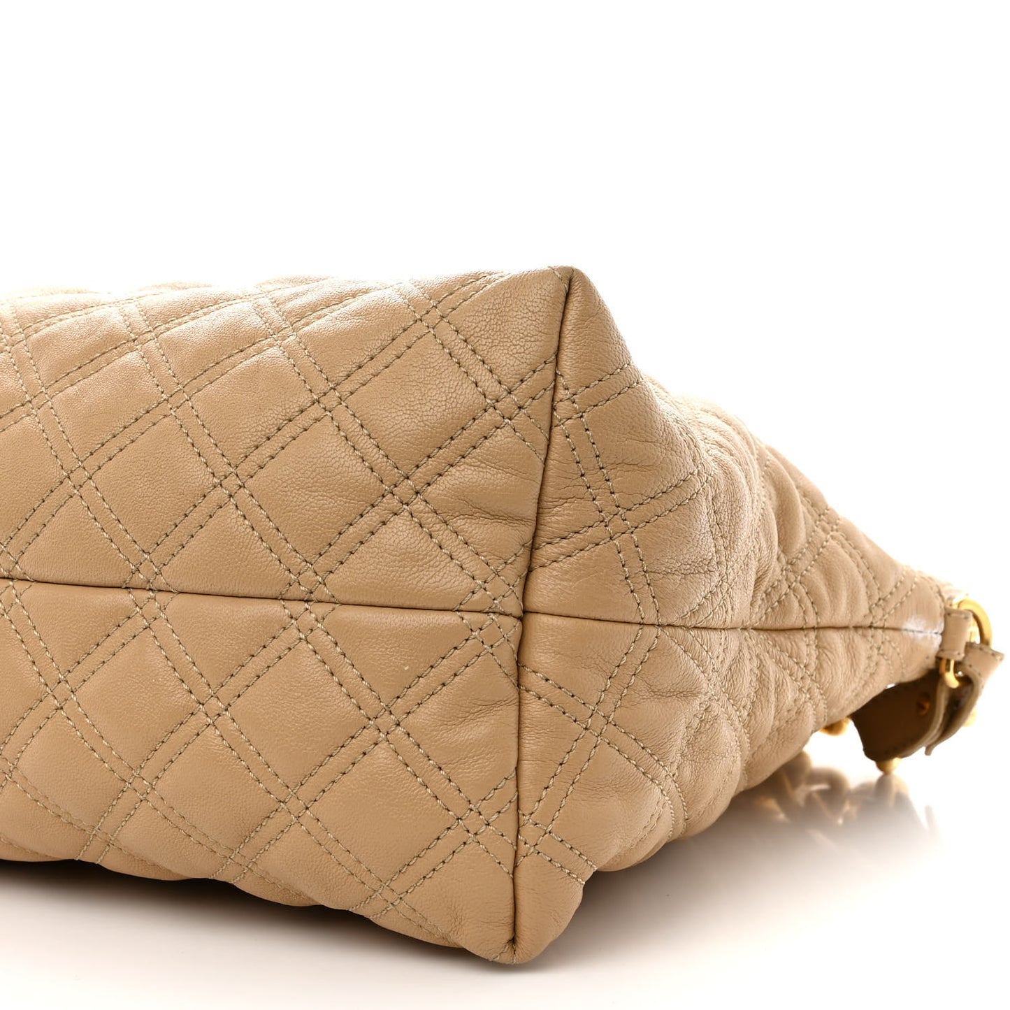 Lacquered Goatskin Quilted Karlie Satchel Brown
