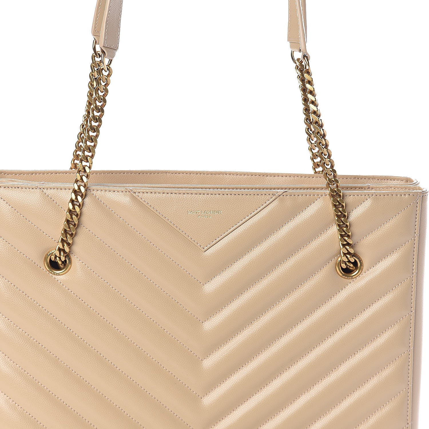 Saint Laurent Grain De Poudre Matelasse Chevron Medium Tribeca Shopping Bag Nude Powder 8 of 10