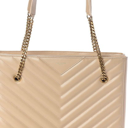 Saint Laurent Grain De Poudre Matelasse Chevron Medium Tribeca Shopping Bag Nude Powder 8 of 10