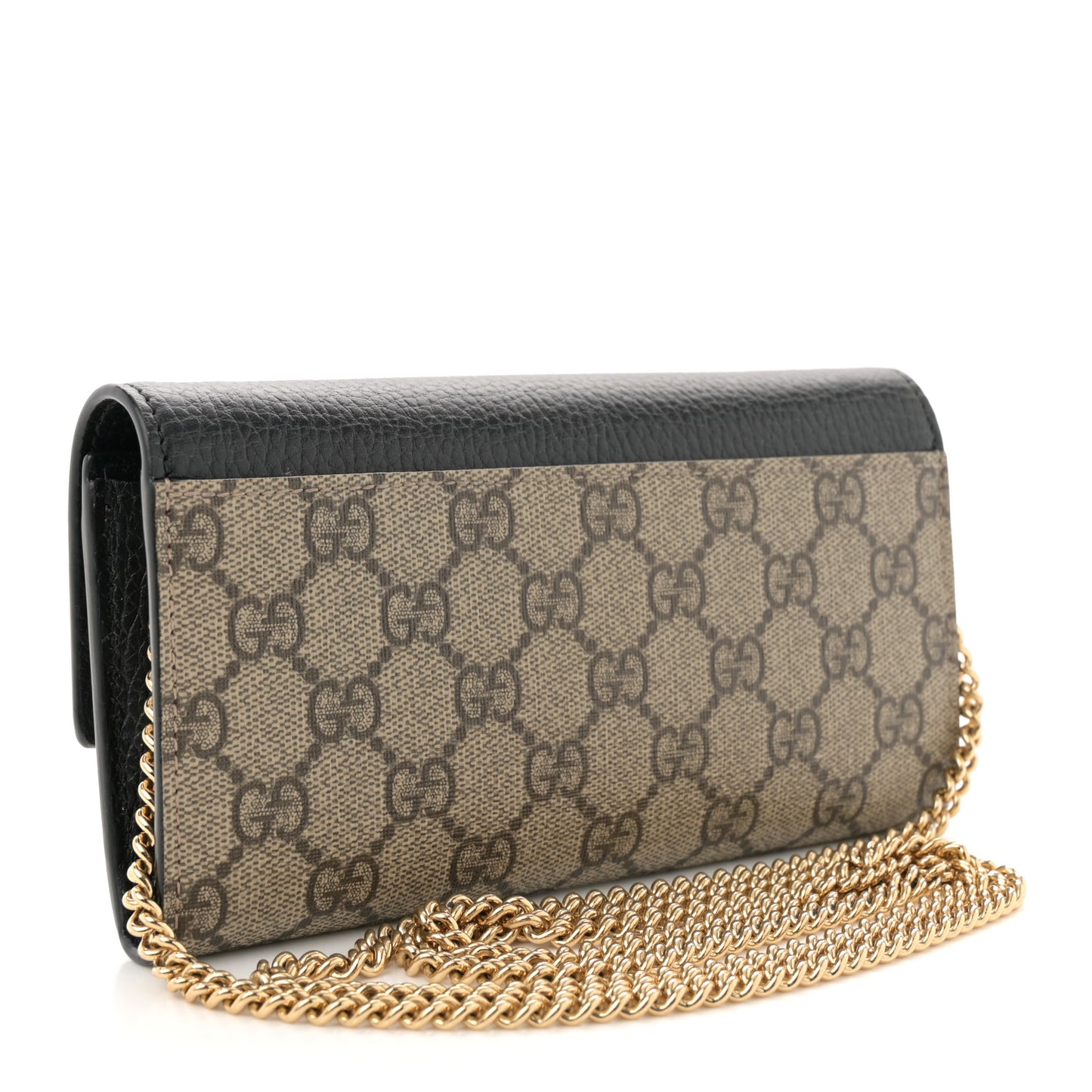 Dollar Calfskin GG Supreme Monogram Petite GG Marmont Wallet Chain Bag Black Beige Ebony