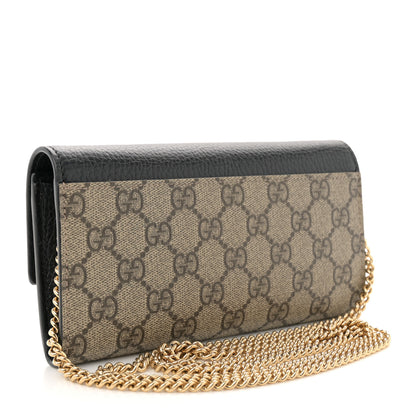 Gucci Dollar Calfskin GG Supreme Monogram Petite GG Marmont Wallet Chain Bag Black Beige Ebony 3 of 13