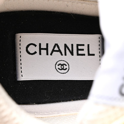 Chanel Fabric Laminated Calfskin Stretch CC Sneakers 40 White Gold Silver 6 of 8
