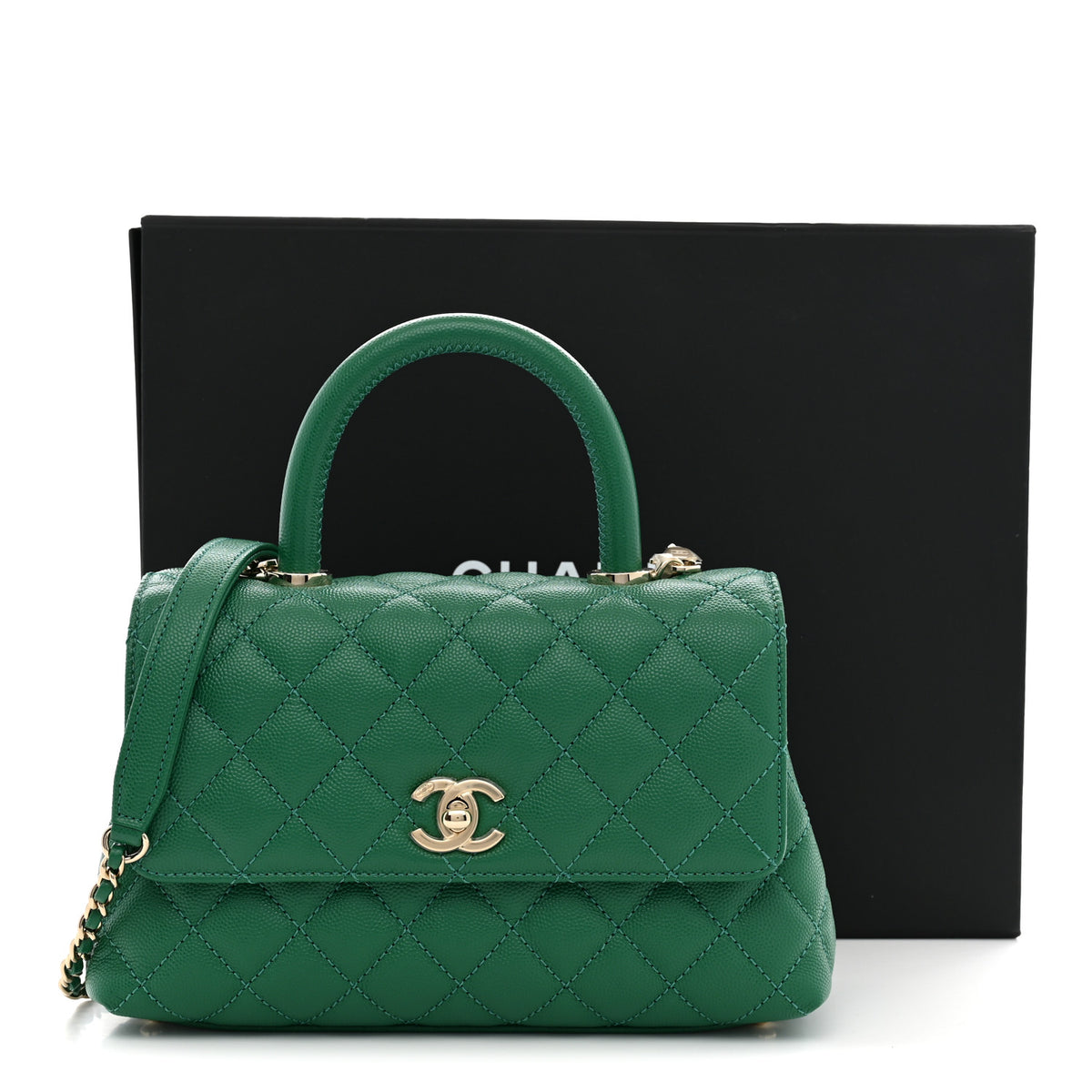Chanel Caviar Quilted Mini Coco Handle Flap Green 11 of 11