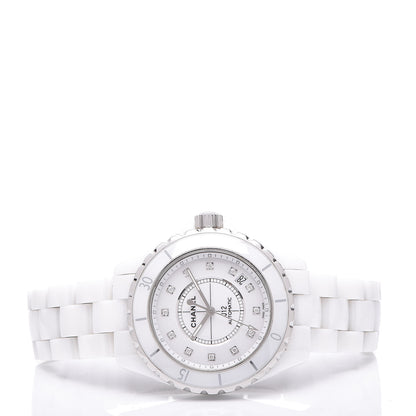 Chanel Stainless Steel Ceramic Diamond 38mm J12 Automatic Watch White 3 of 7