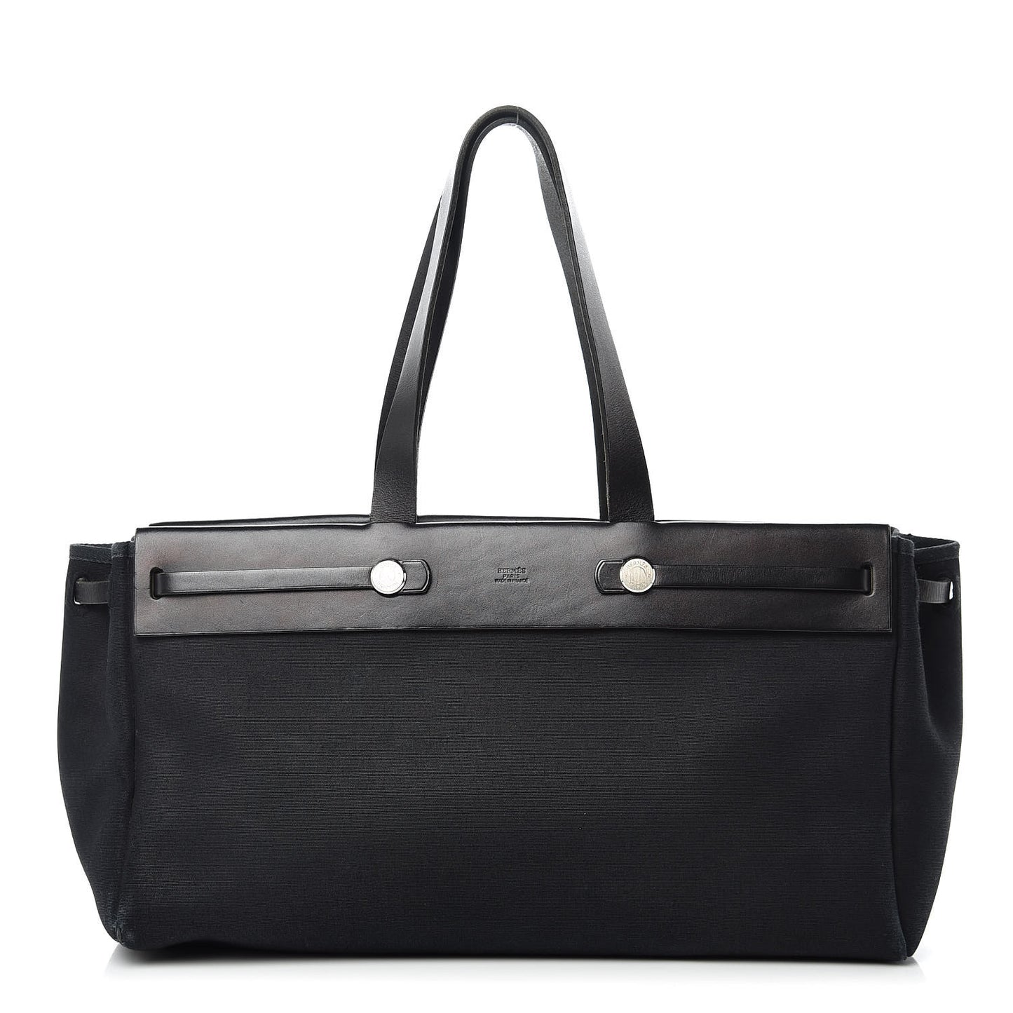 Toile Calfskin Herbag Cabas MM Black