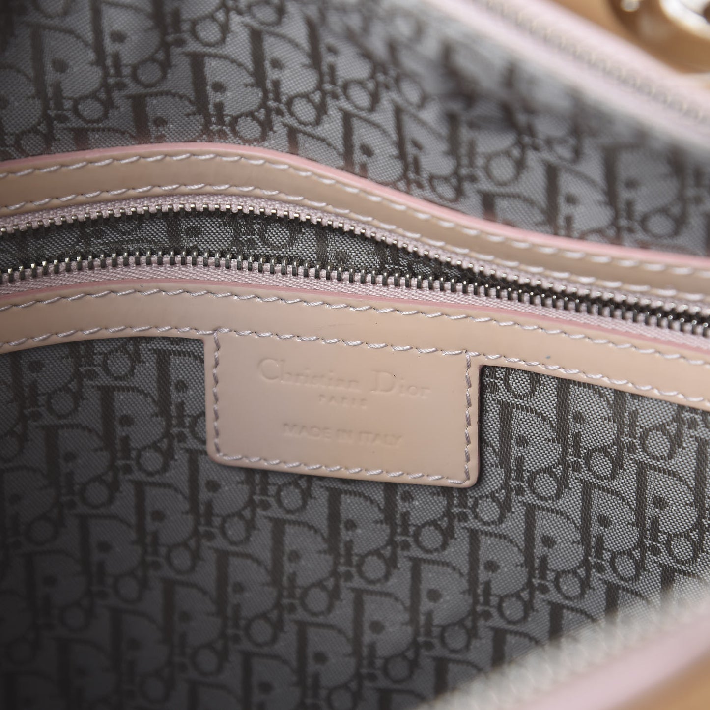 Patent Cannage Large Lady Dior Beige