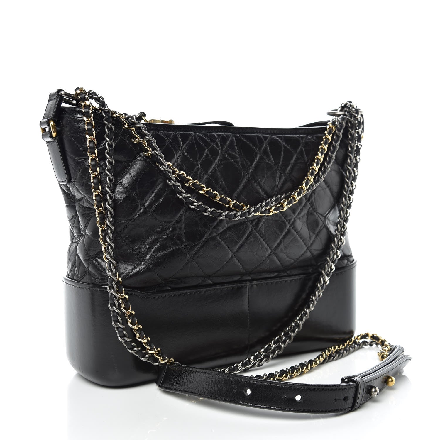 Chanel Aged Calfskin Quilted Medium Gabrielle Hobo Black 3 of 10