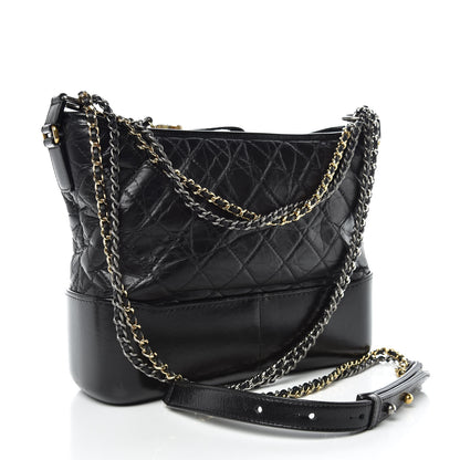 Chanel Aged Calfskin Quilted Medium Gabrielle Hobo Black 3 of 10