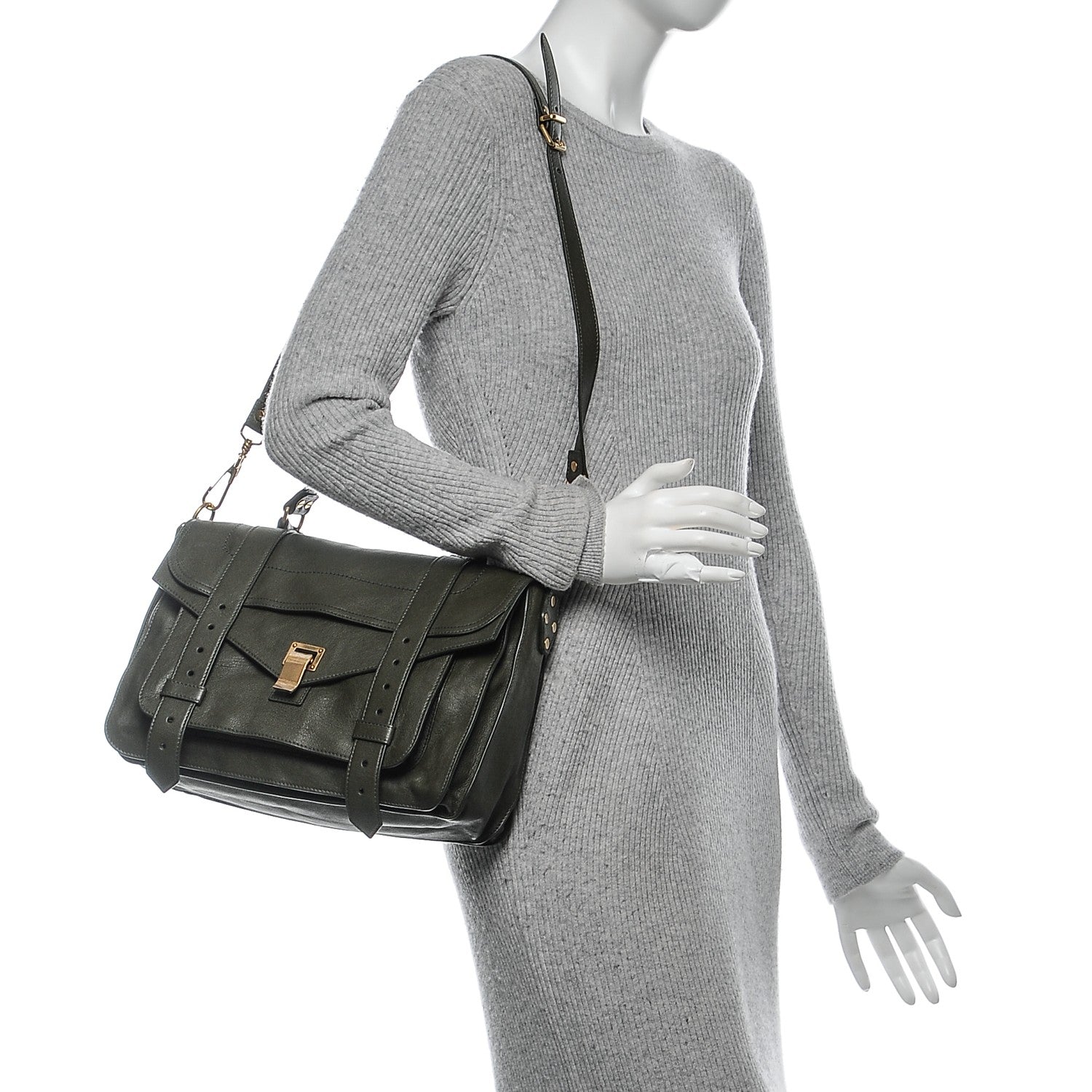 Proenza Schouler Lambskin Medium PS1 Satchel Military 2 of 7