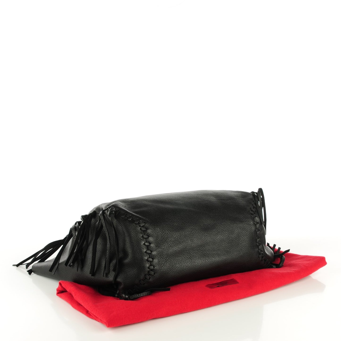 Grained Calfskin C-Rockee Fringe Tote Black