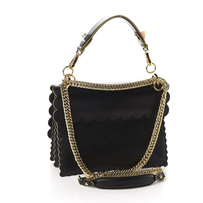 Fendi Vitello Liberty Scalloped Studded Kan I Shoulder Bag Black 3 of 10