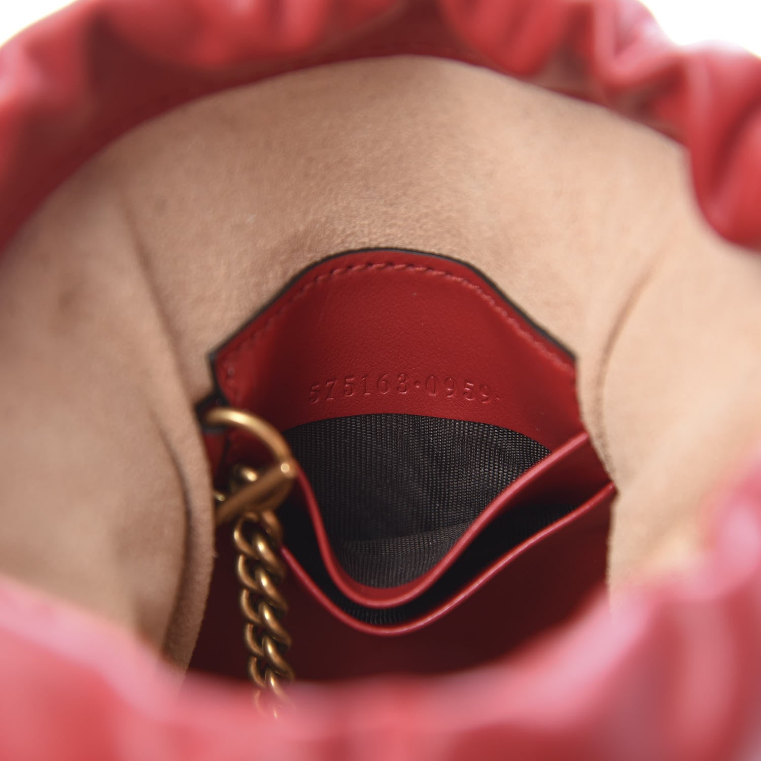 Gucci Calfskin Matelasse Mini GG Marmont 2.0 Bucket Bag Hibiscus Red 7 of 11