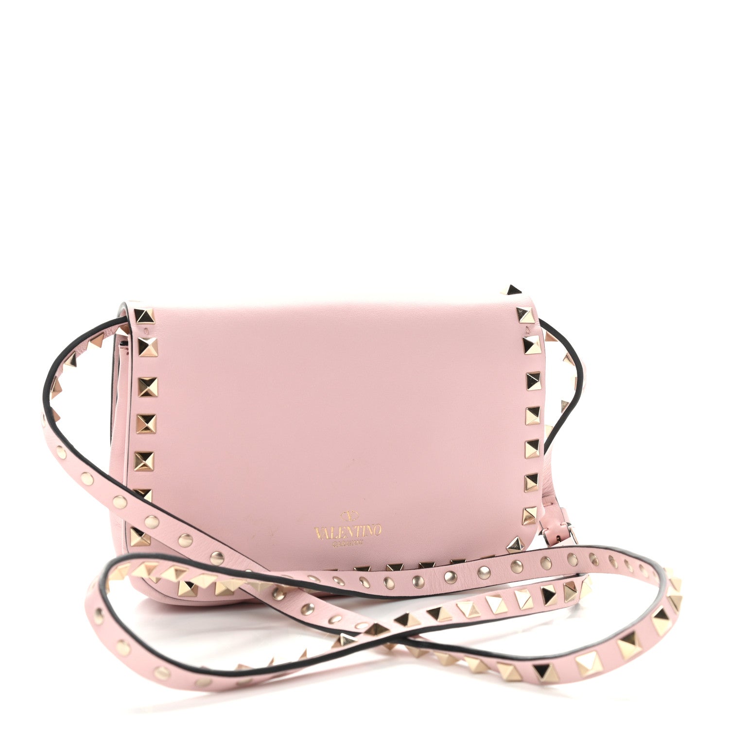 Valentino Garavani Vitello Mini Rockstud Flap Saddle Crossbody Bag Water Rose 2 of 8