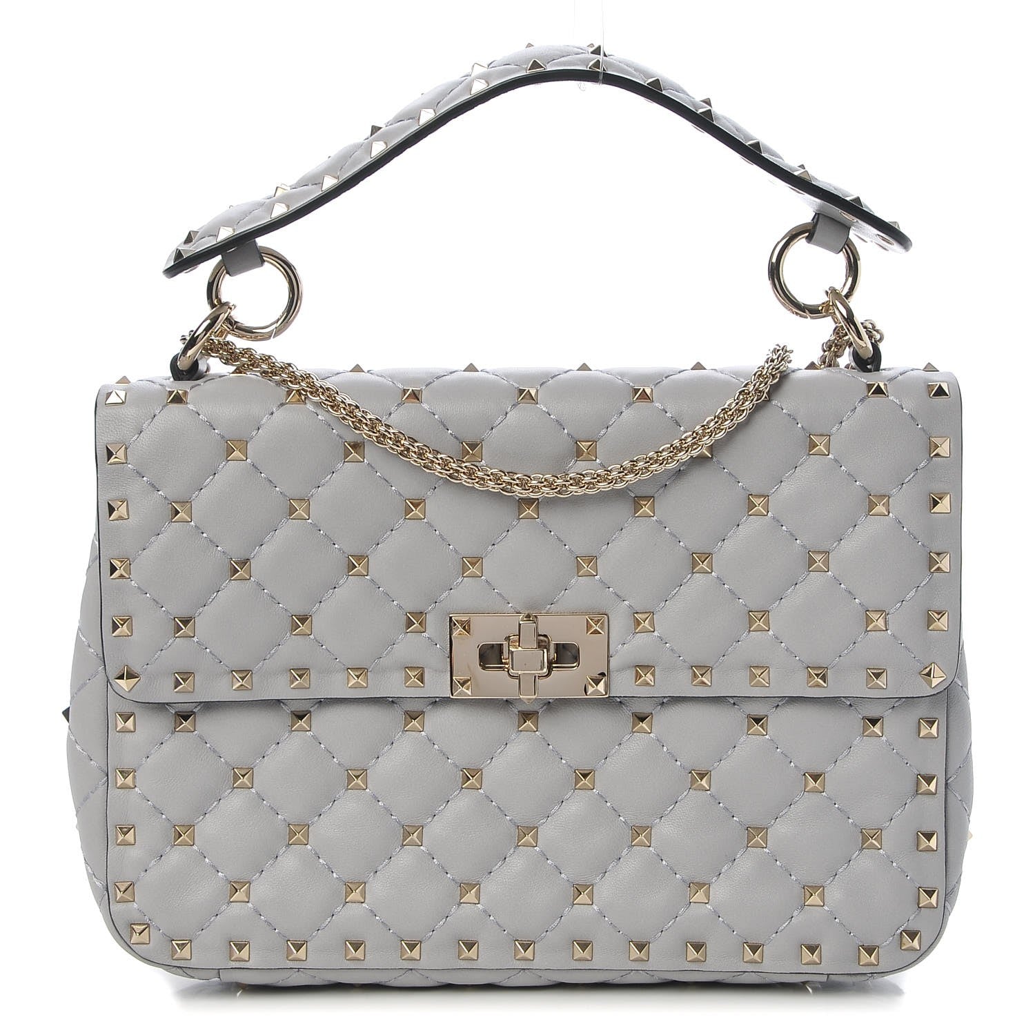 Valentino Garavani Nappa Medium Rockstud Spike Shoulder Bag Pastel Grey 1 of 5