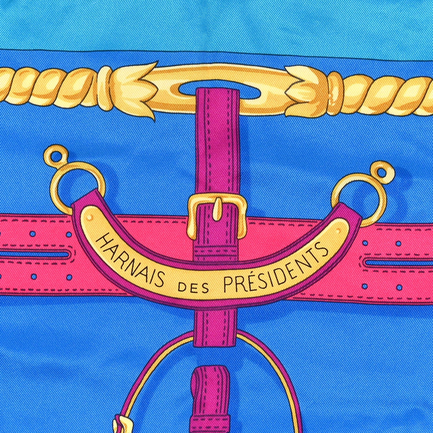 Hermes Silk Harnais Des Presidents Scarf Bleu Vert Orange 2 of 4