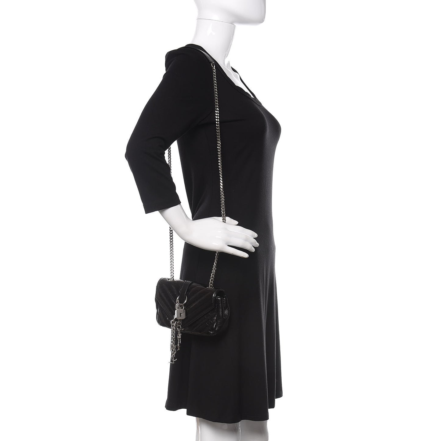 Calfskin Matelasse Monogram Classic Baby Punk Chain Bag Black