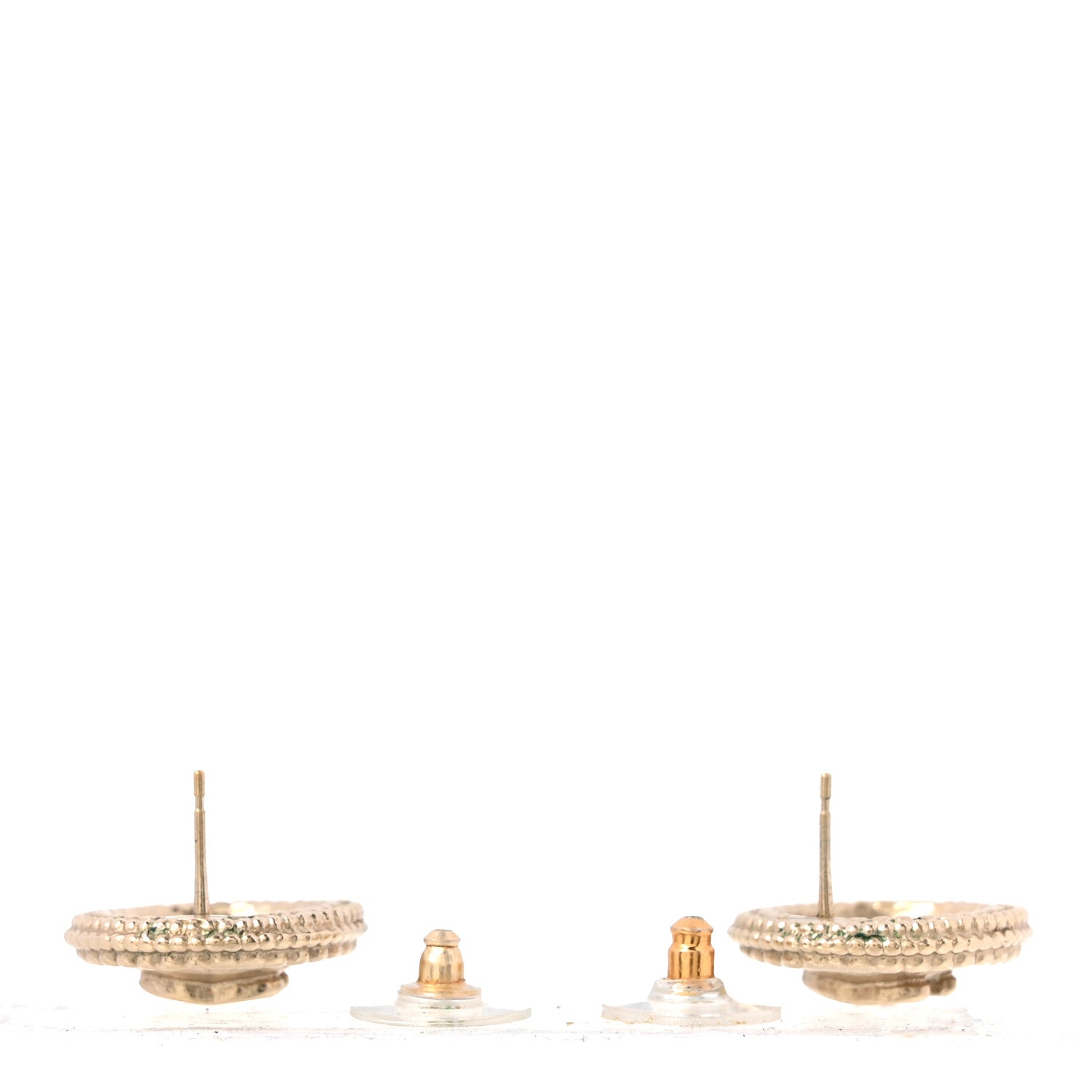 Chanel Metal CC Round Earrings Gold 3 of 5