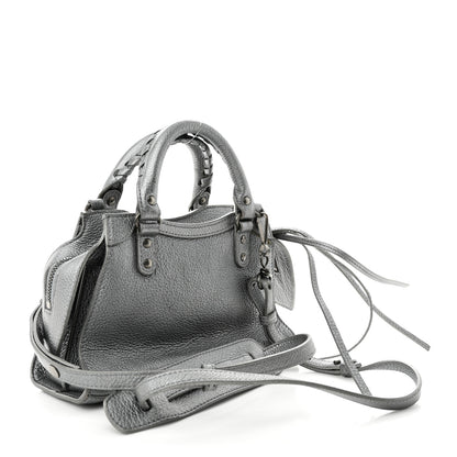 Balenciaga Metallic Grained Calfskin Neo Classic Silver Hardware Mini City Silver 3 of 13