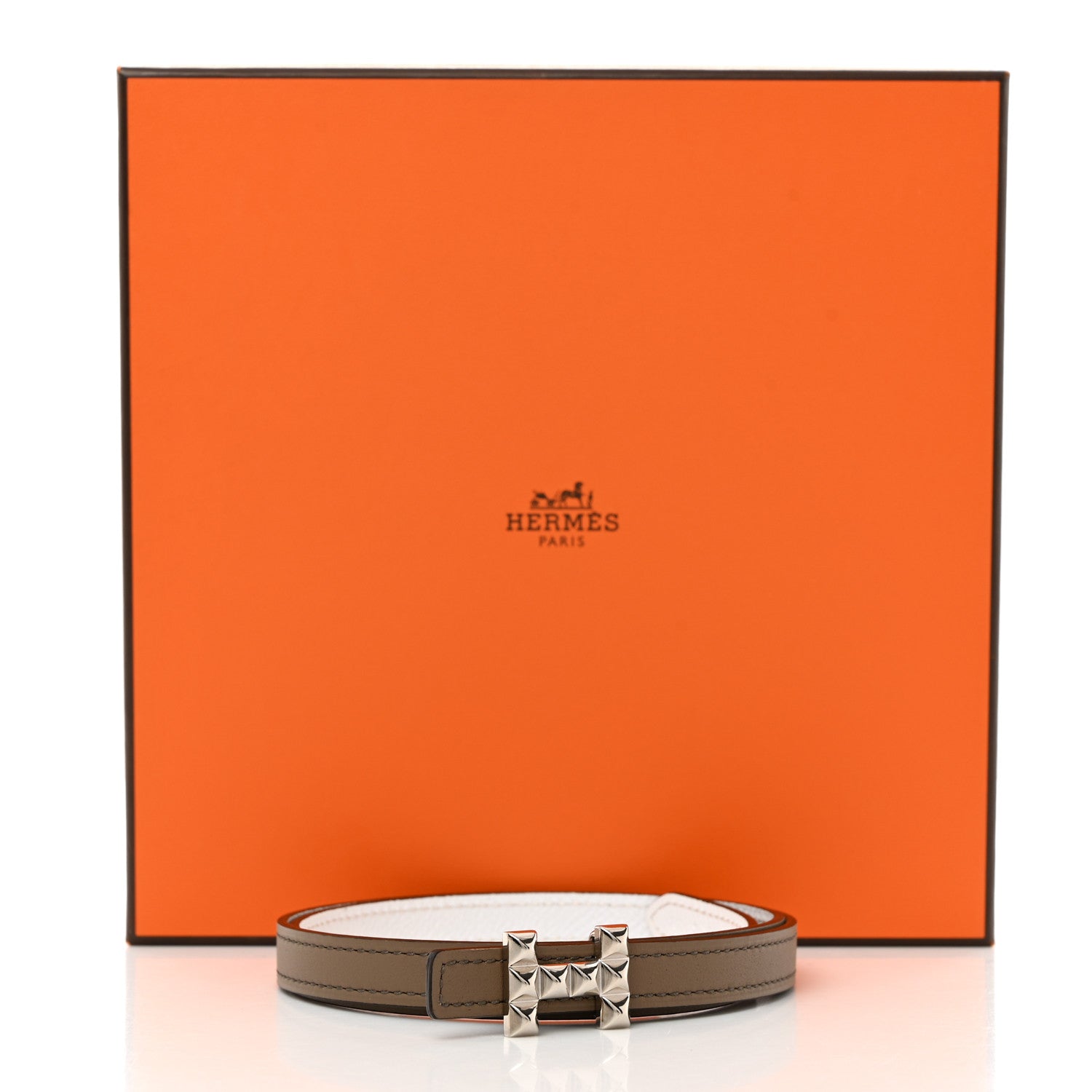 Hermes Epsom Swift 13mm H Medor Belt 70 28 White Etoupe 8 of 8