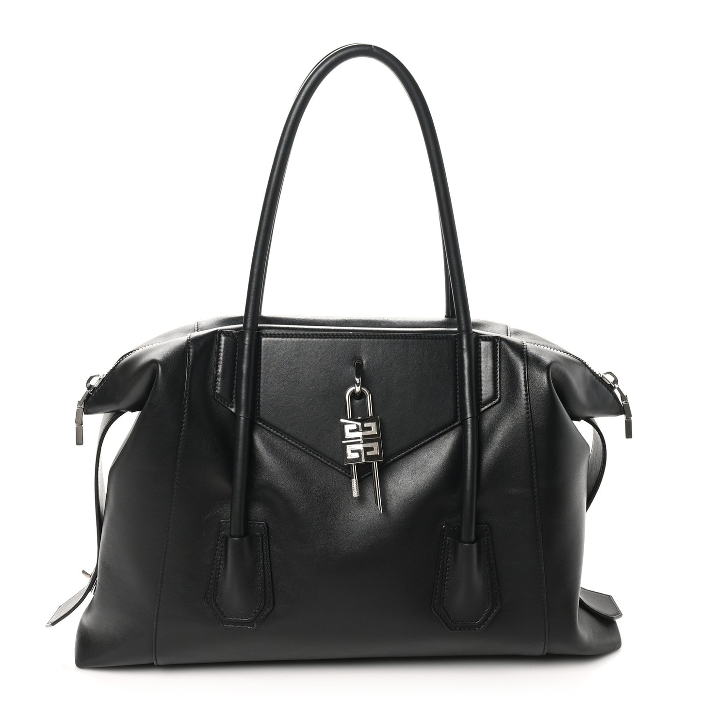Smooth Calfskin Medium Antigona Soft Lock Duffle Bag Black