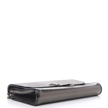 Christian Louboutin Metallic Laminato Embossed Lizard Riviera Clutch Anthracite 4 of 8