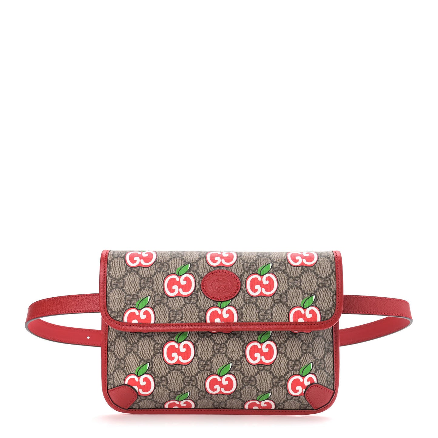 GG Supreme Monogram Apple Interlocking G Belt Bag Beige Multicolor Lobster Red