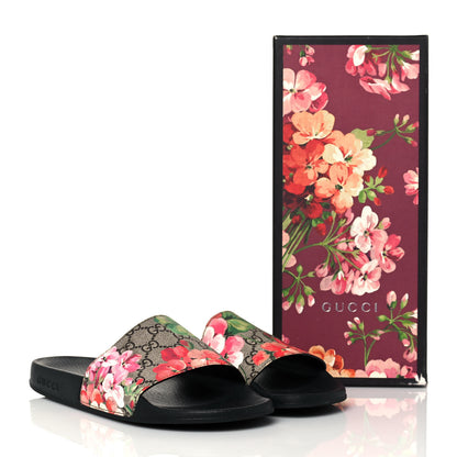 Gucci GG Supreme Monogram Blooms Slide Sandals 40 Beige Multicolor 8 of 8