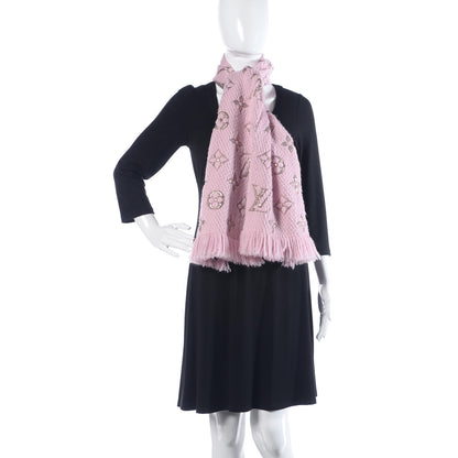 Louis Vuitton Wool Silk Logomania Shine Scarf Pink 2 of 4