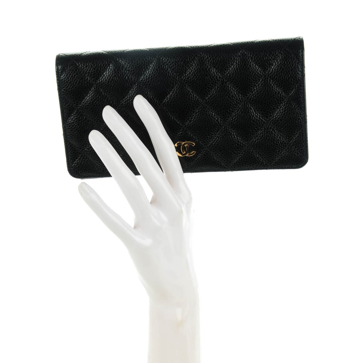 Caviar Quilted Yen Wallet Black