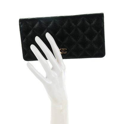 Chanel Caviar Quilted Yen Wallet Black 2 of 8